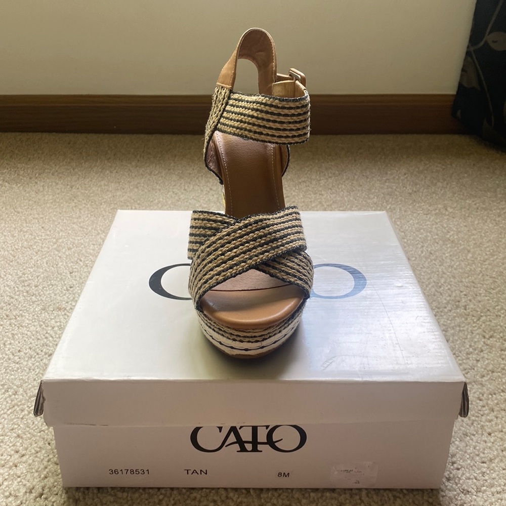 Cato Tan Wedges — Size 8!!